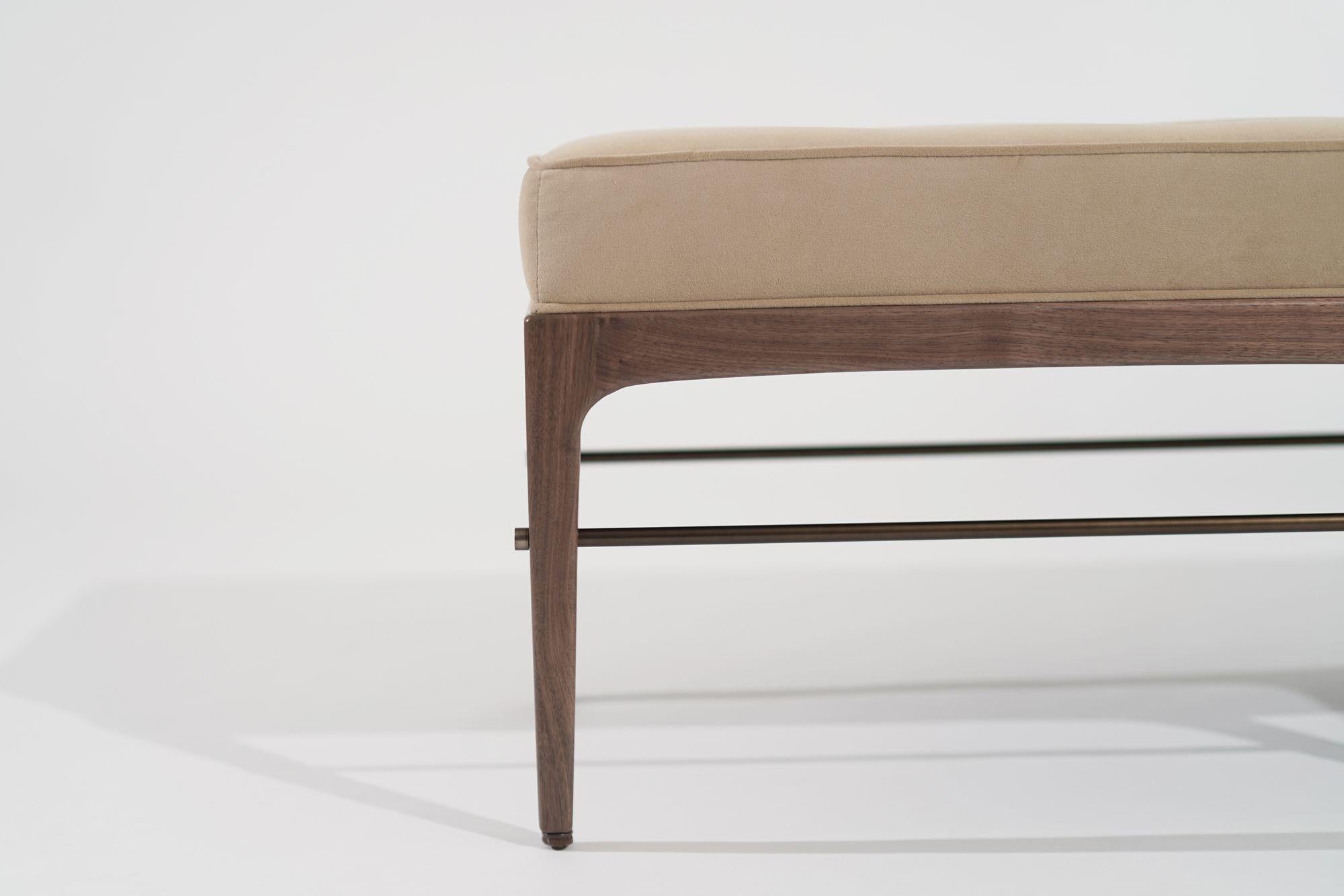 Brass Linear Bench in Natural Wanut Series 60 by Stamford Modern For Sale