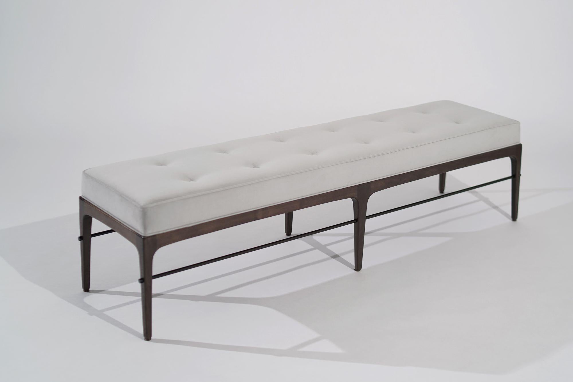 Brass Linear Bench in Natural Wanut Series 72 by Stamford Modern For Sale
