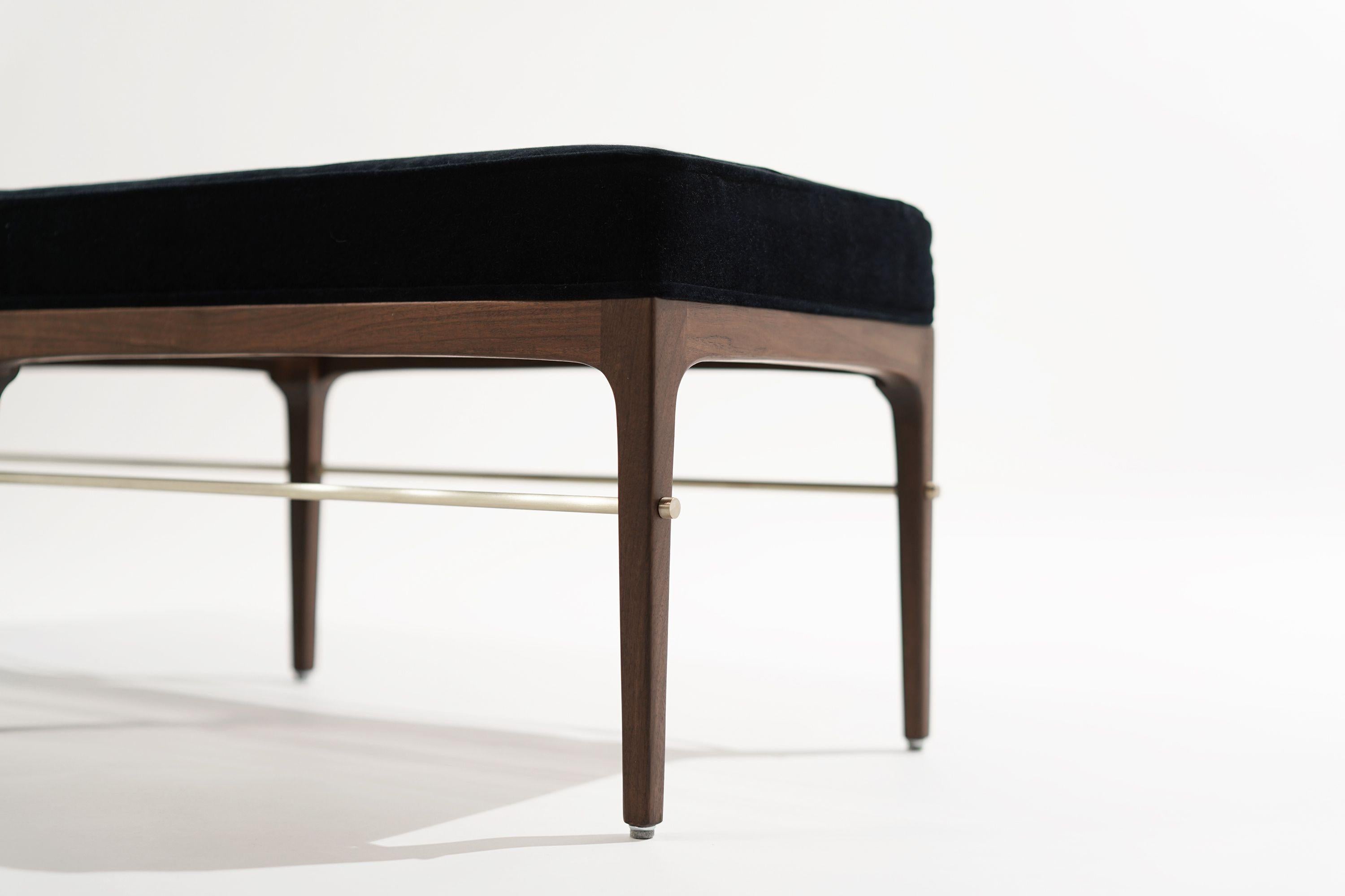 Brass Linear Bench in Dark Wanut Series 60 by Stamford Modern For Sale