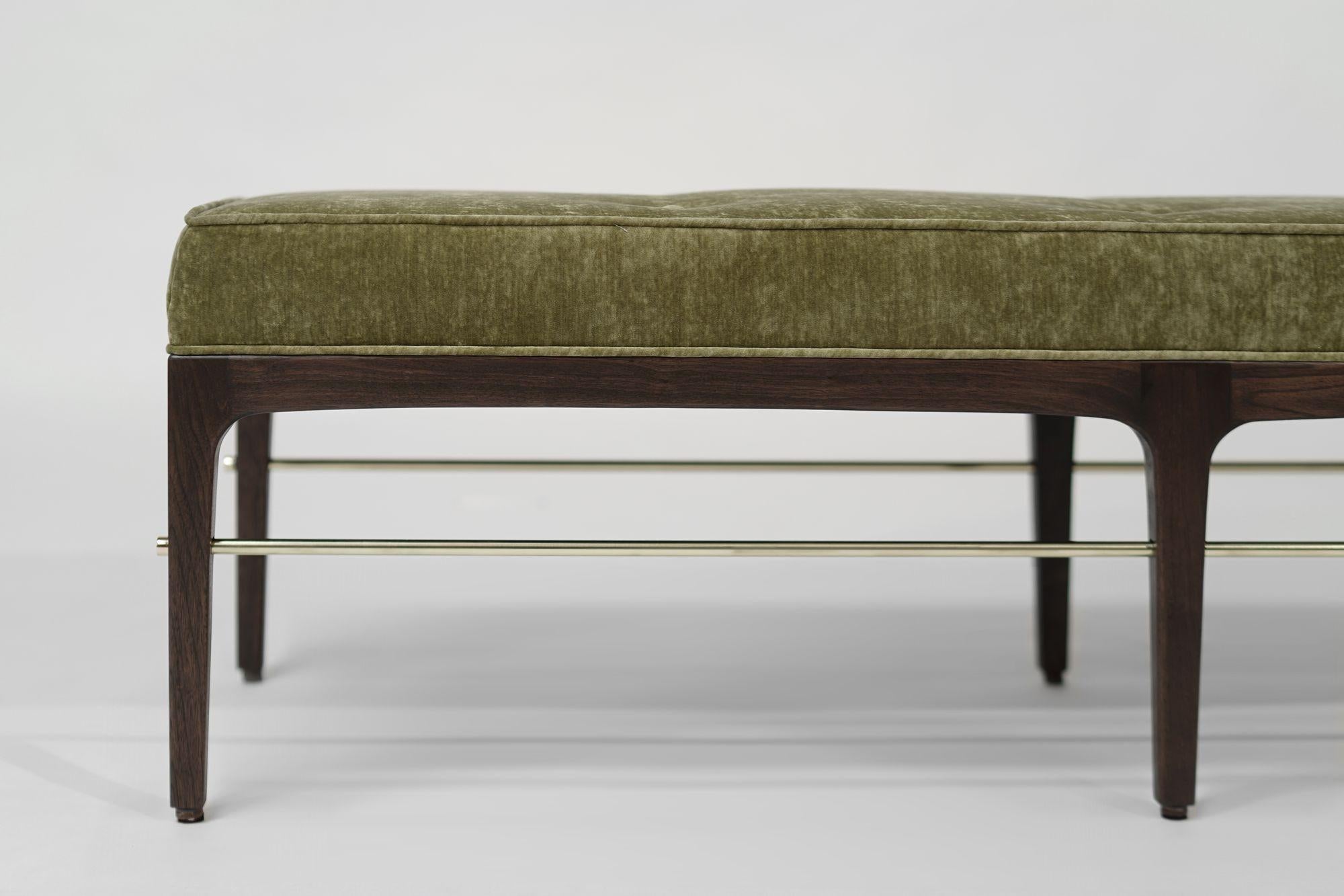 Brass Linear Bench in Special Walnut Series 60 by Stamford Modern For Sale