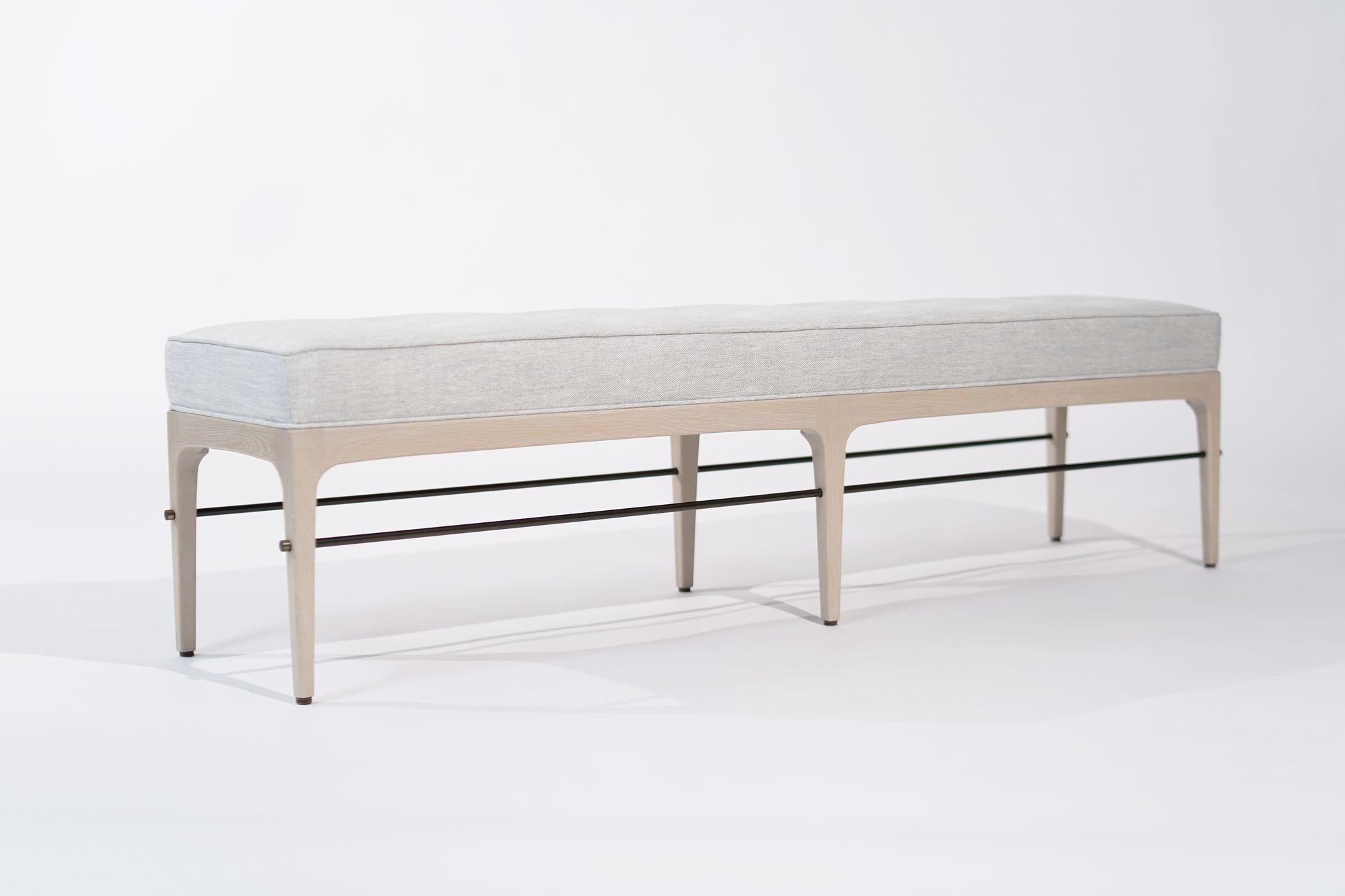 Mid-Century Modern Linear Bench in White Oak and Bronze Series 72 For Sale