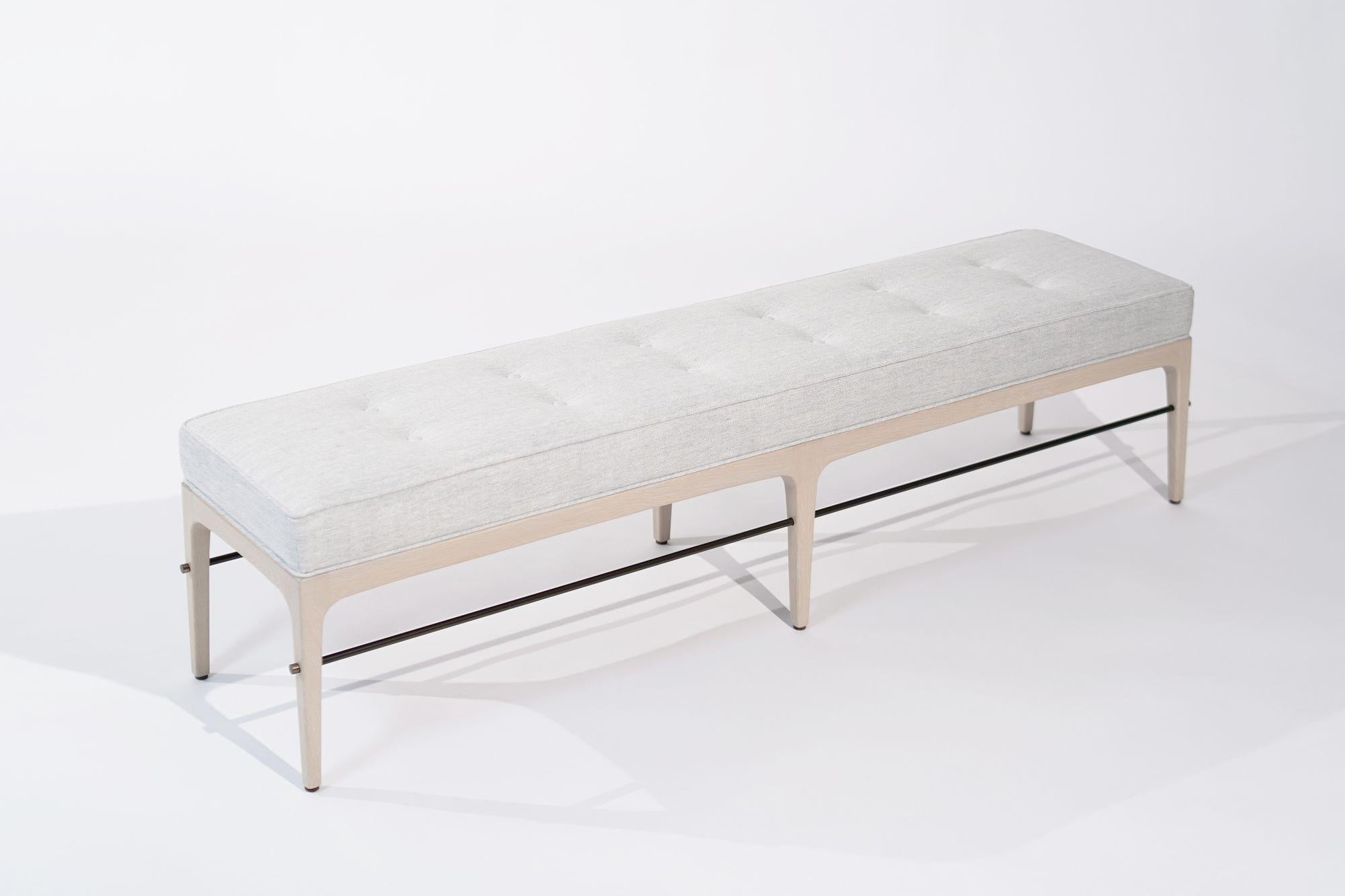 Linear Bench in White Oak and Bronze Series 72 In Excellent Condition For Sale In Westport, CT