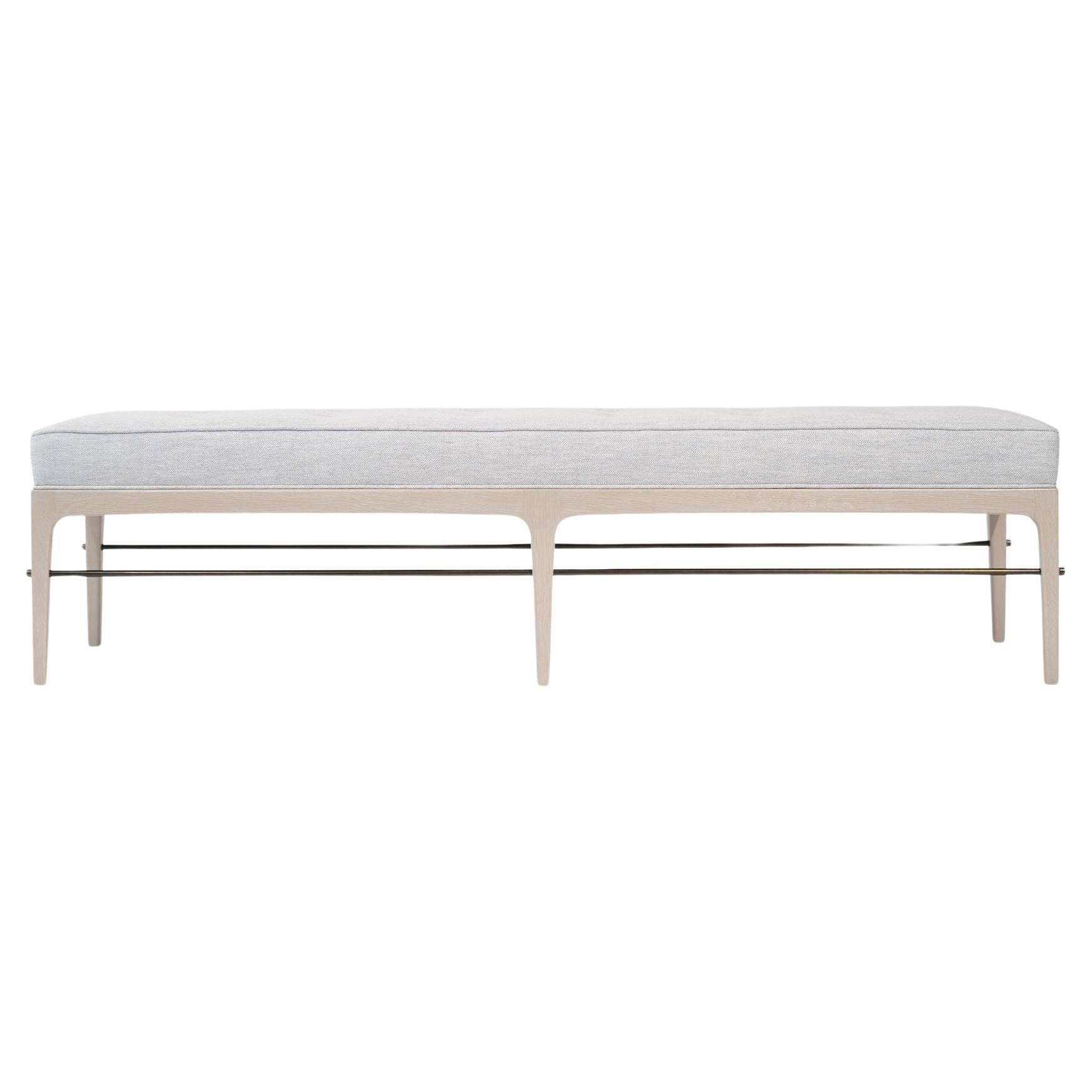 Linear Bench in White Oak and Bronze Series 72 For Sale