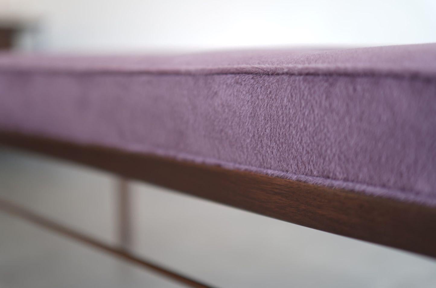 Linear Bench Series 48 in Dark Walnut and Mohair by Stamford Modern For Sale 3