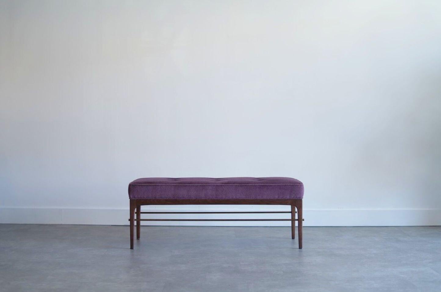 Linear Bench Series 48 in Dark Walnut and Mohair by Stamford Modern In New Condition For Sale In Westport, CT