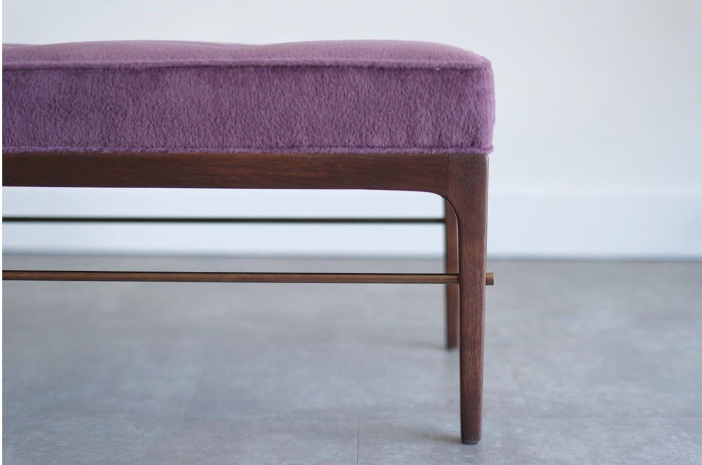 Linear Bench Series 48 in Dark Walnut and Mohair by Stamford Modern For Sale 2