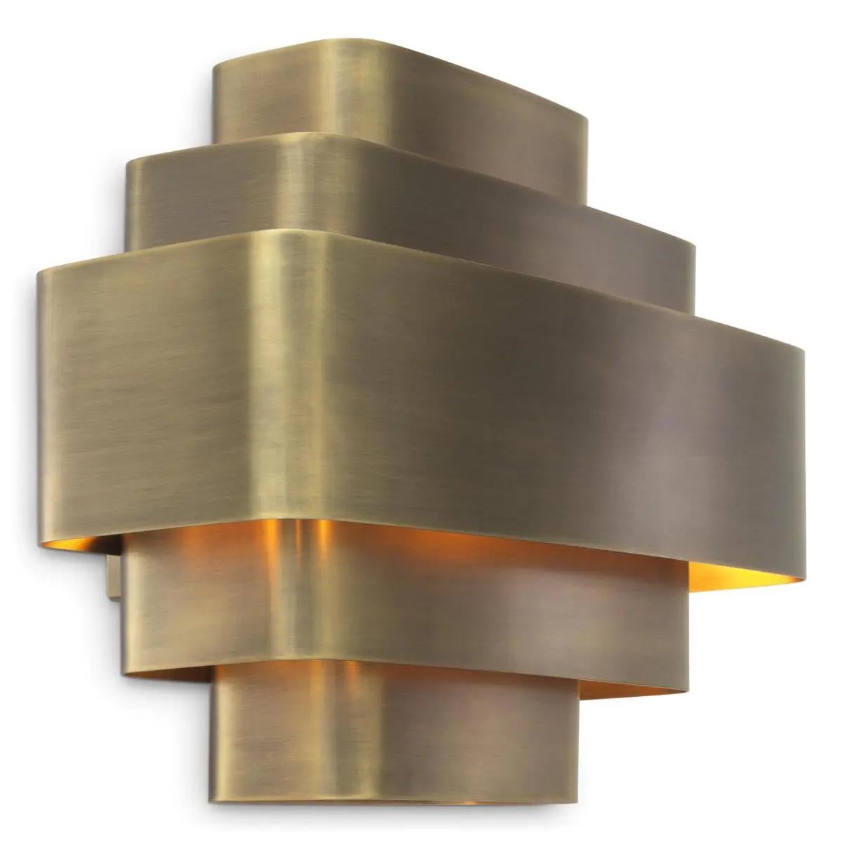 French Linear Brass Wall Lamp For Sale