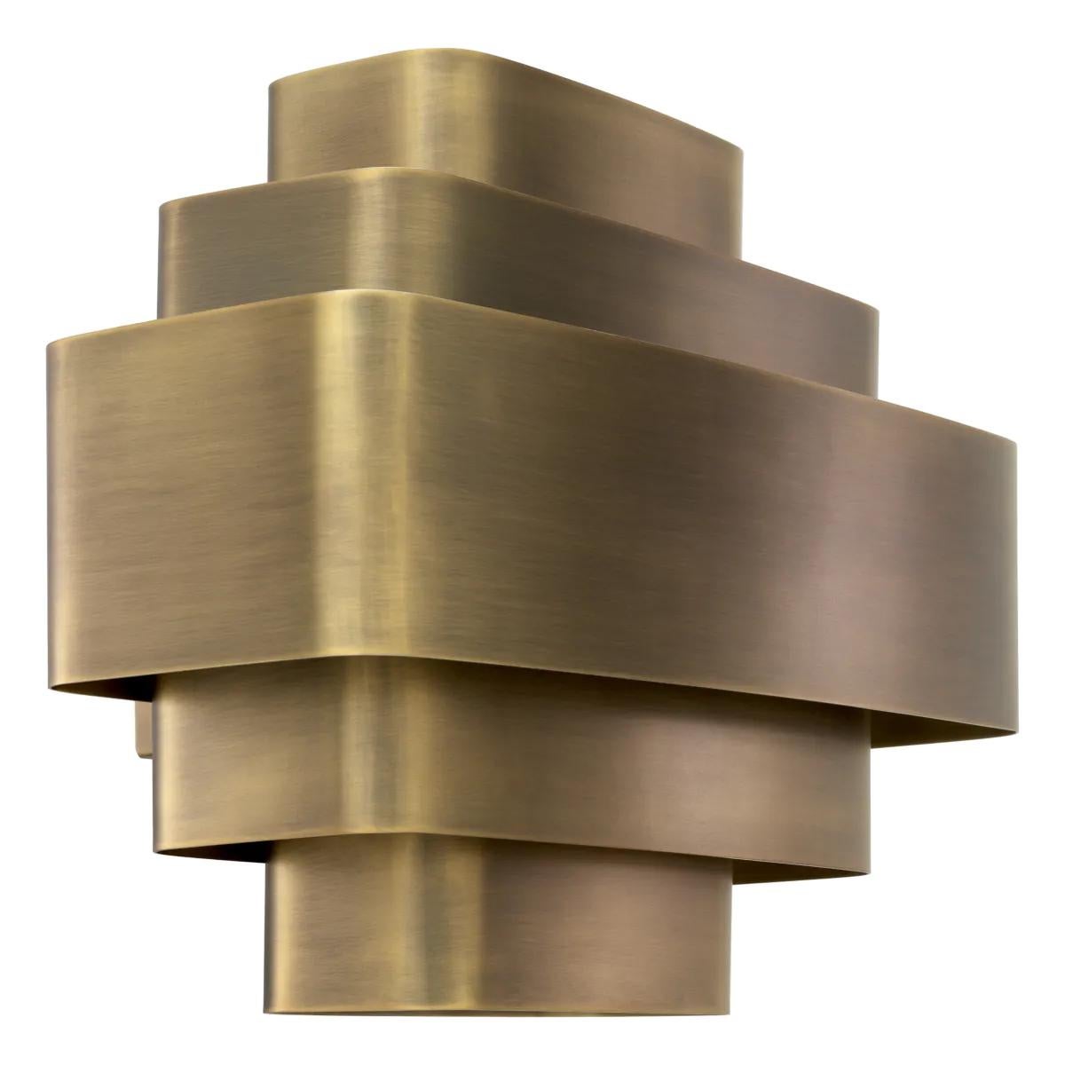 Hand-Crafted Linear Brass Wall Lamp For Sale