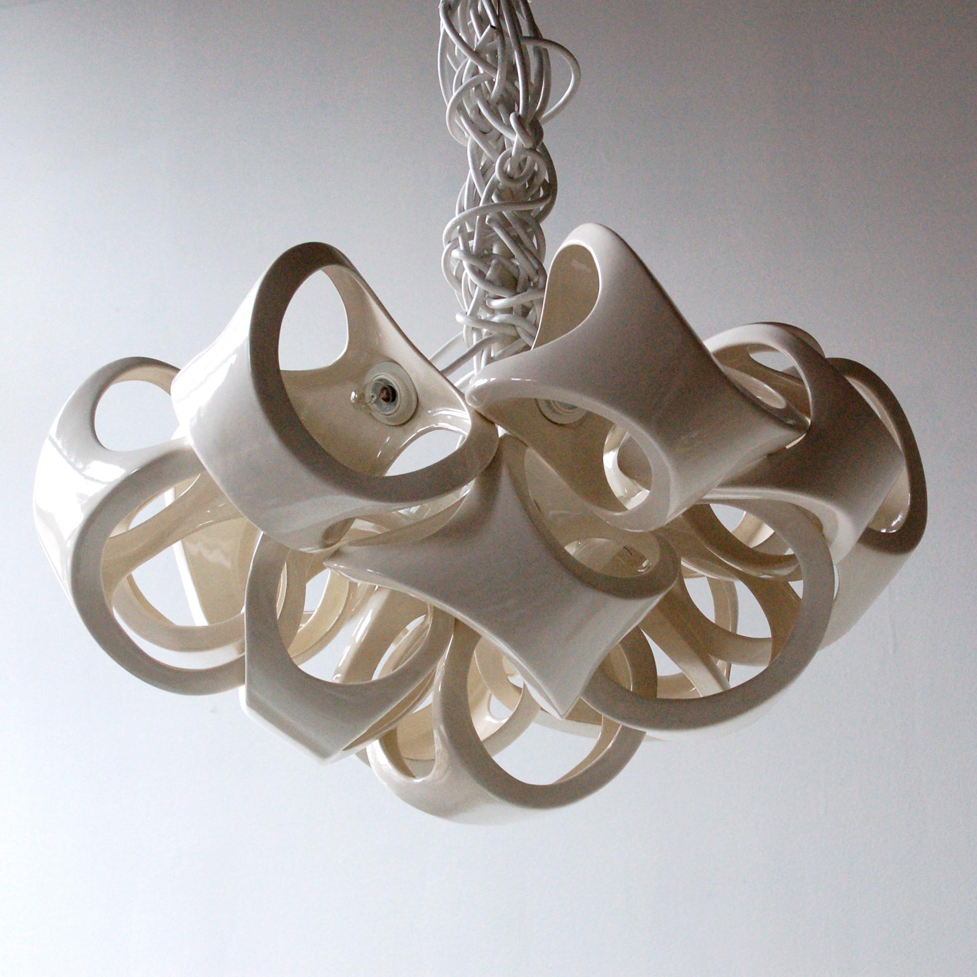 Linear Ceramic Lamp Chandelier For Sale 2