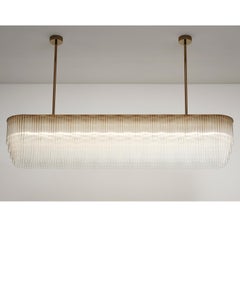 Linear Chandelier 1370mm / 54" Brass-based Bronze with Tiered Glass Profile