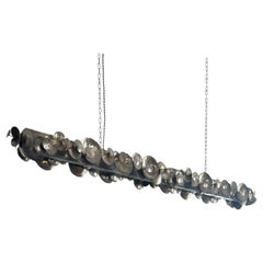 Linear Chandelier, Patinated Pewter, Ochre London Eucalyptus, England, 2011