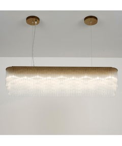 Lampadario Lineare Sottile 1010mm/39.75" in Bronzo Ottone e Vetro Trasparente