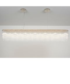Linear Chandelier Thin 1010mm/39.75" in Brushed Nickel / Clear Glass by Tom Kirk