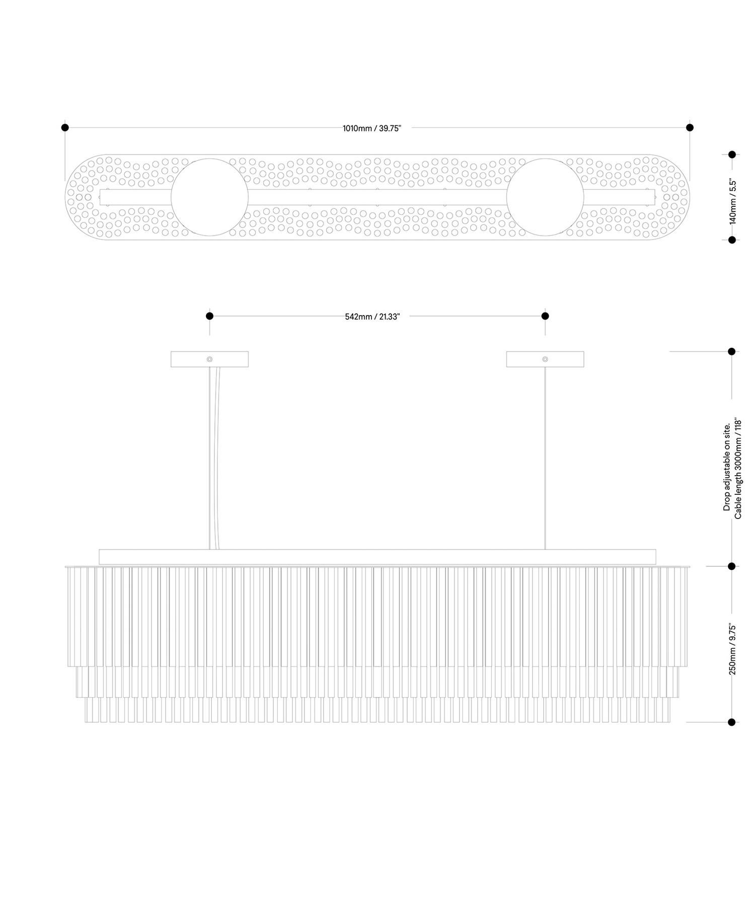Lampadario Lineare Sottile 1010mm/39.75