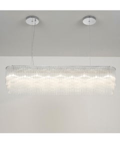 Linear Chandelier Thin 1010mm/39.75" in Polished Chrome/ Clear Glass by Tom Kirk