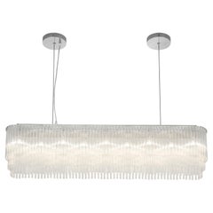 Linear Chandelier Thin 1445mm/58.75"  in Brushed Nickel / Tiered Glass Profile