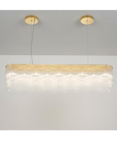 Linear Chandelier Thin 1445mm/58.75"  in Polished Brass and Clear Glass