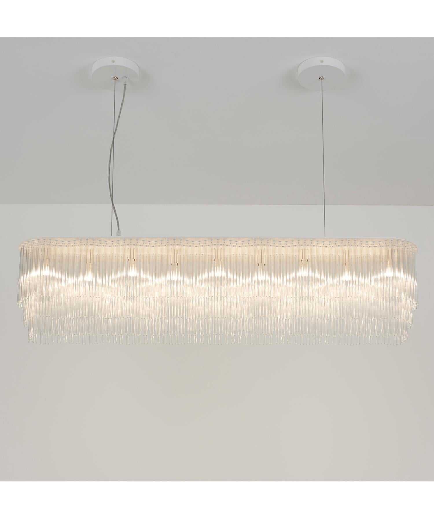 For interiors that require a more minimal luminaire, the Linear Chandelier Thin is a great lightweight alternative to the Linear Chandelier. It works equally well suspended in open-plan spaces or as a central feature over dining tables and work