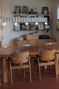 Linear Corrugation Pendant Light '5 Bulbs' in Off-White