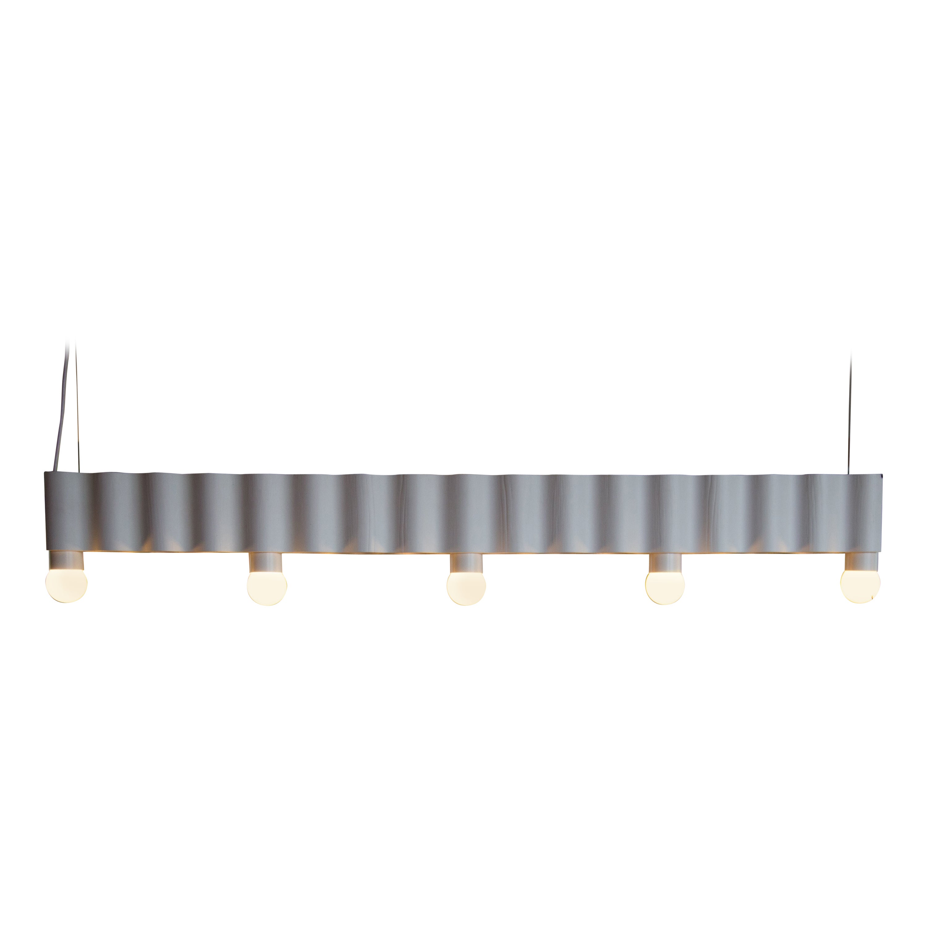 Linear Corrugation Pendant Light 
5 Bulbs
 in Off-White For Sale