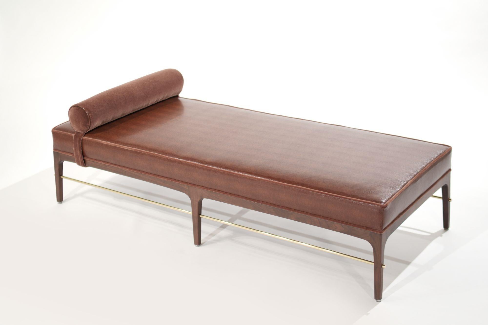 Mid-Century Modern Linear Daybed in Leather and Mohair by Stamford Modern