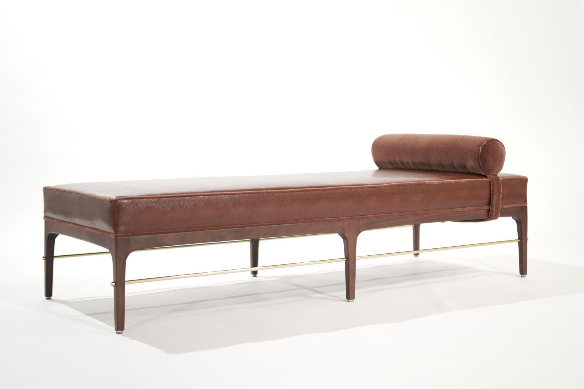 American Linear Daybed in Leather and Mohair by Stamford Modern