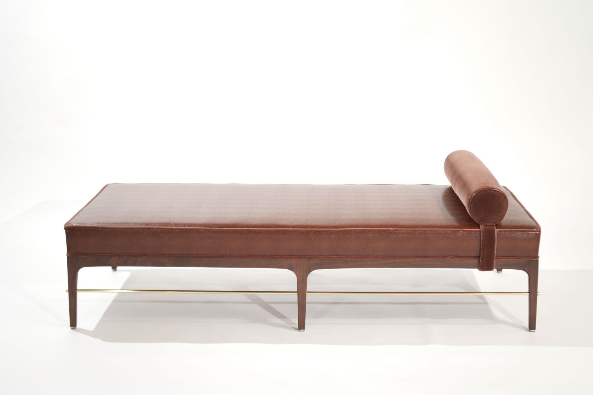 Contemporary Linear Daybed in Leather and Mohair by Stamford Modern