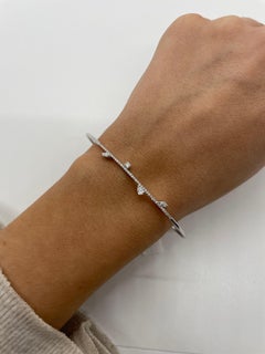 Bracciale lineare con diamanti in oro bianco 18 carati, grande
