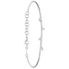 Bracciale lineare con diamanti in oro bianco 18 carati, grande