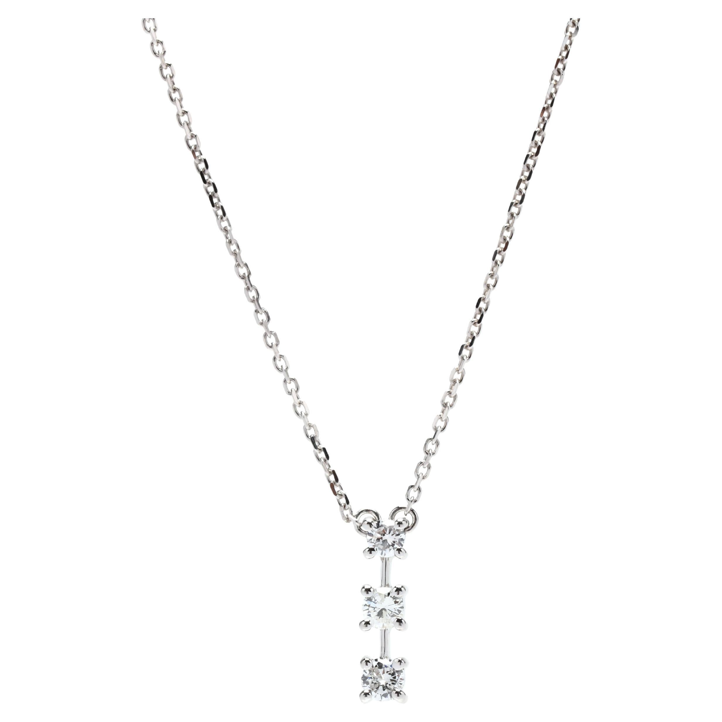 Linear Diamond Pendant Necklace, 14K White Gold, Length 16 Inch