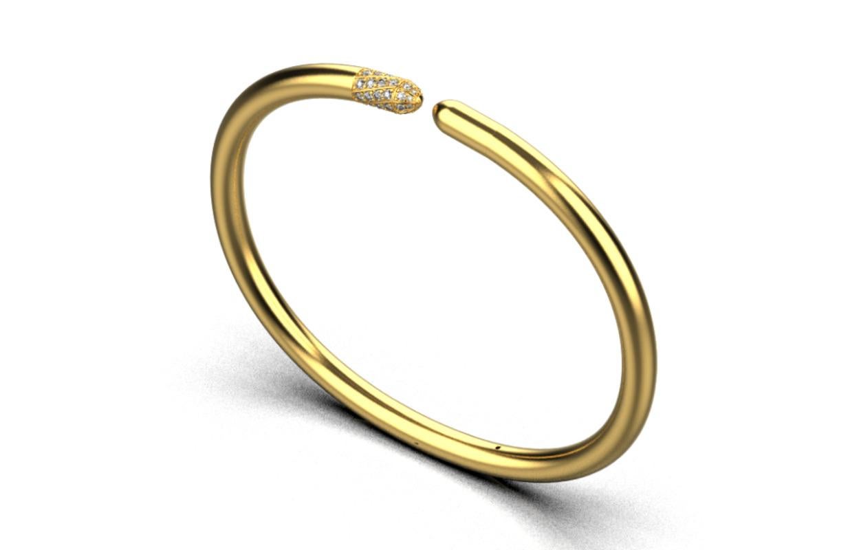 Modern Linear Diamond Tip Bracelet, 18k Gold, 0.43ct For Sale