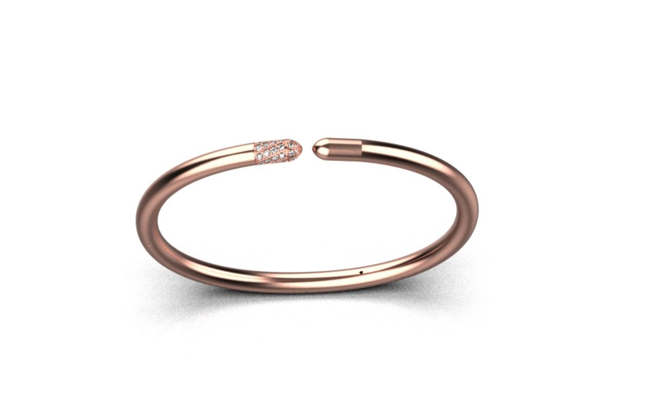 Modern Linear Diamond Tip Bracelet, 18k Rose Gold, 0.43ct For Sale