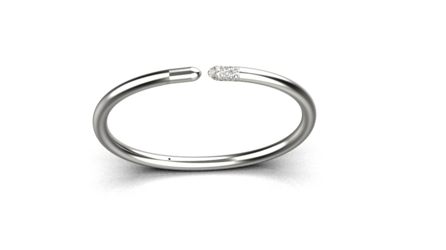 Modern Linear Diamond Tip Bracelet, 18k White Gold, 0.43ct For Sale