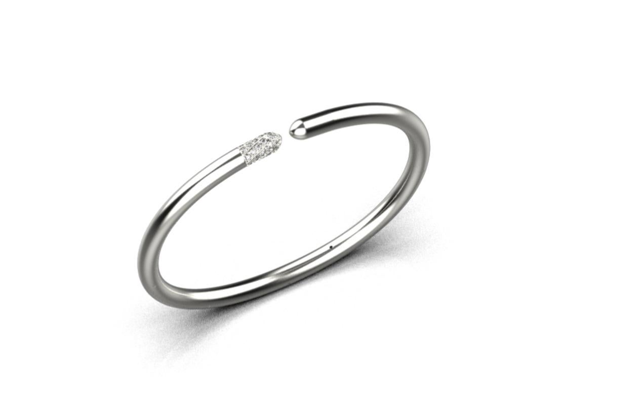 Modern Linear Diamond Tip Bracelet, Sterling Silver, 0.43ct For Sale