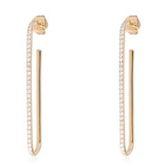 Lineare Tropfen 14K (oder 18k auf Anfrage) Gelbgold Diamant Ohrringe mit Haken