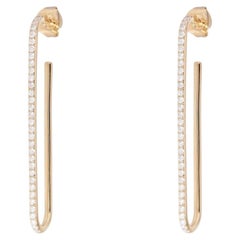 Lineare Tropfen 14K (oder 18k auf Anfrage) Gelbgold Diamant Ohrringe mit Haken