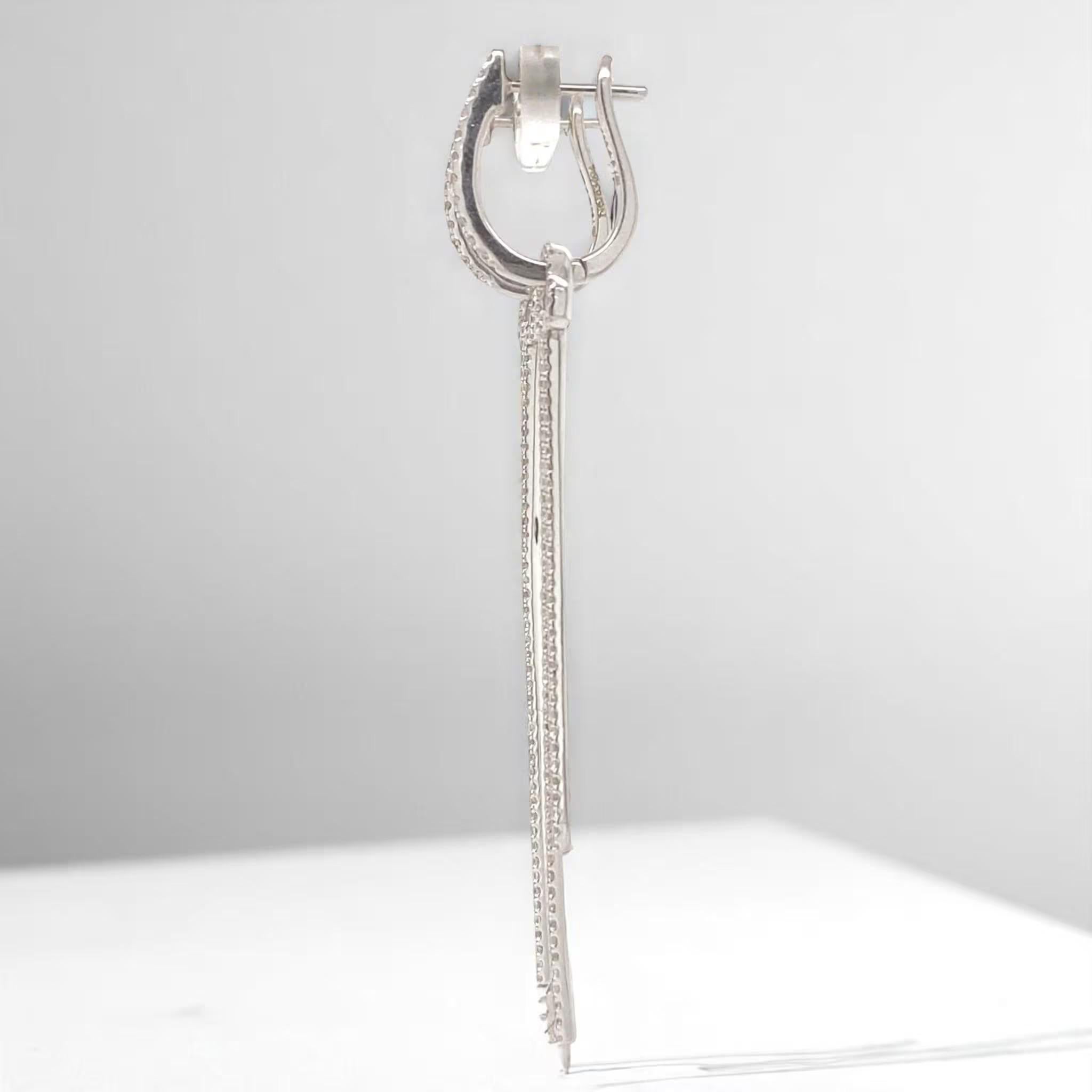 Boucles d'oreilles Linear Drop Two Way Huggie en or massif 14k (certifié) Pour femmes en vente