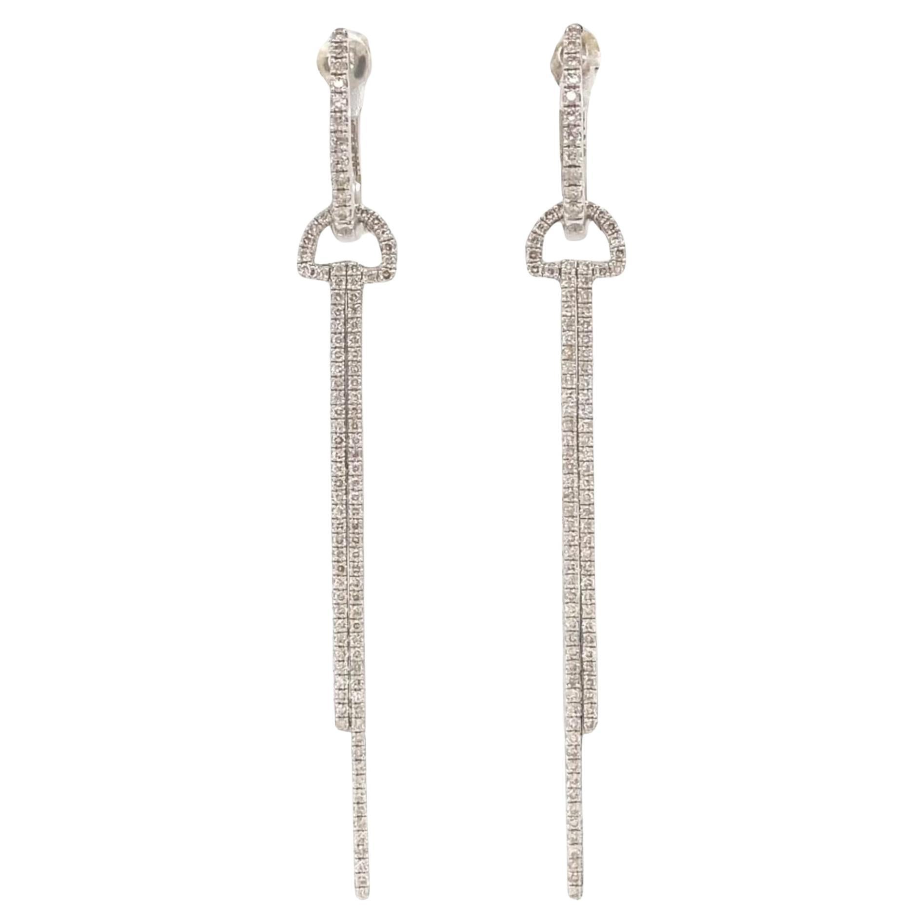 Boucles d'oreilles Linear Drop Two Way Huggie en or massif 14k (certifié)