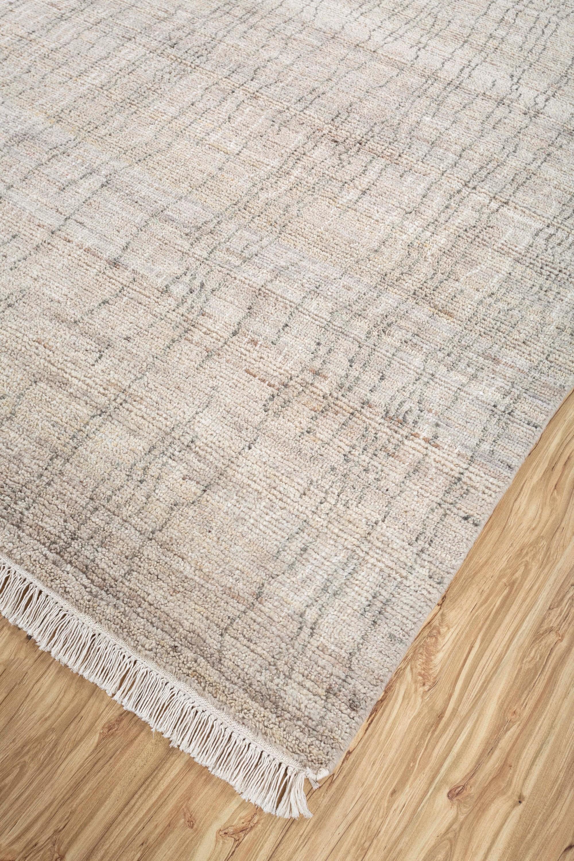 Modern Linear Enigma Linen & Linen 180x270 cm Hand Knotted Rug For Sale