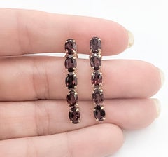Linear Garnet Earrings in 14k Yellow Gold