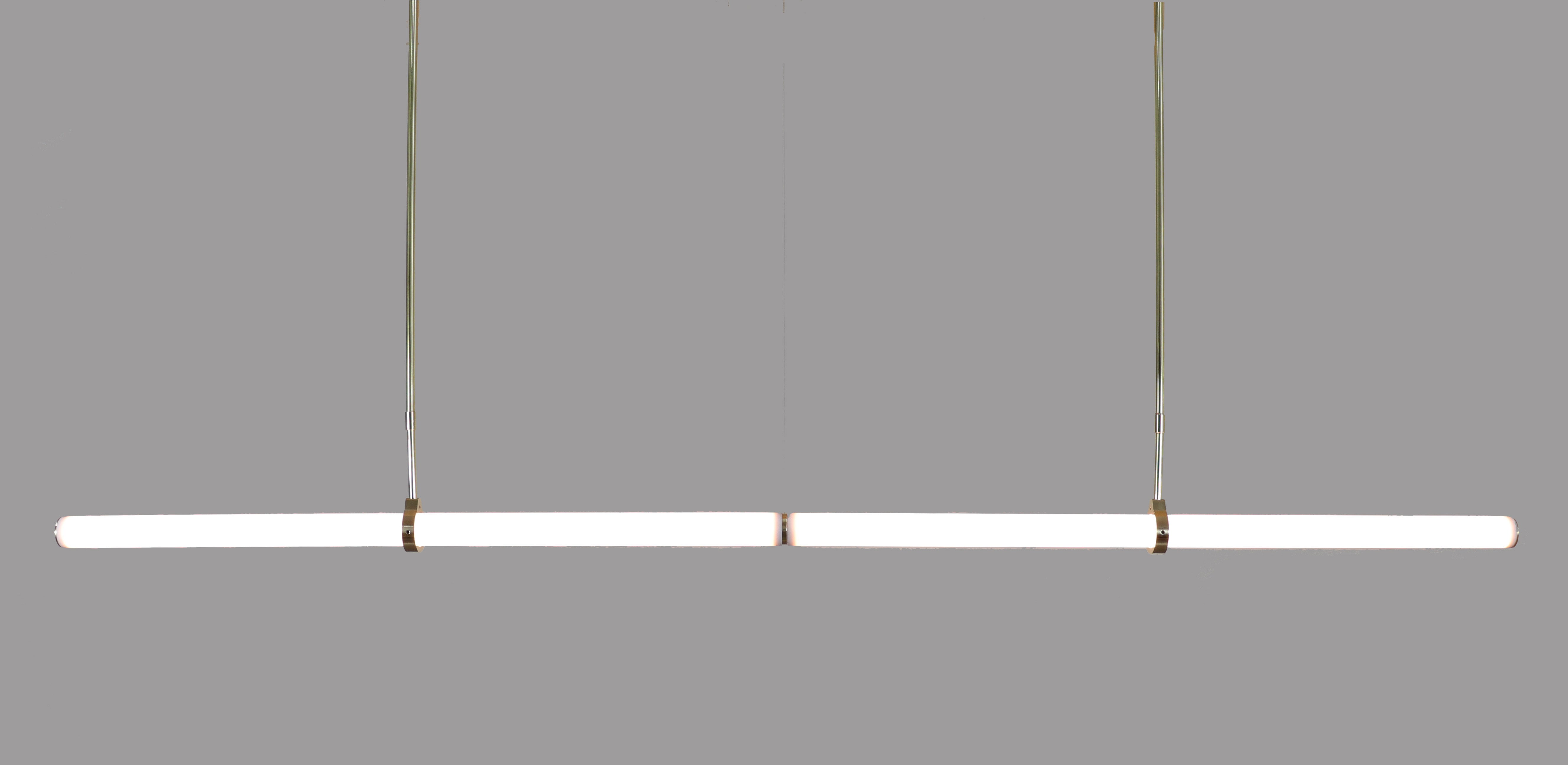 Linear Light Object 015 – Horizontal Pendant in Natural Brass For Sale