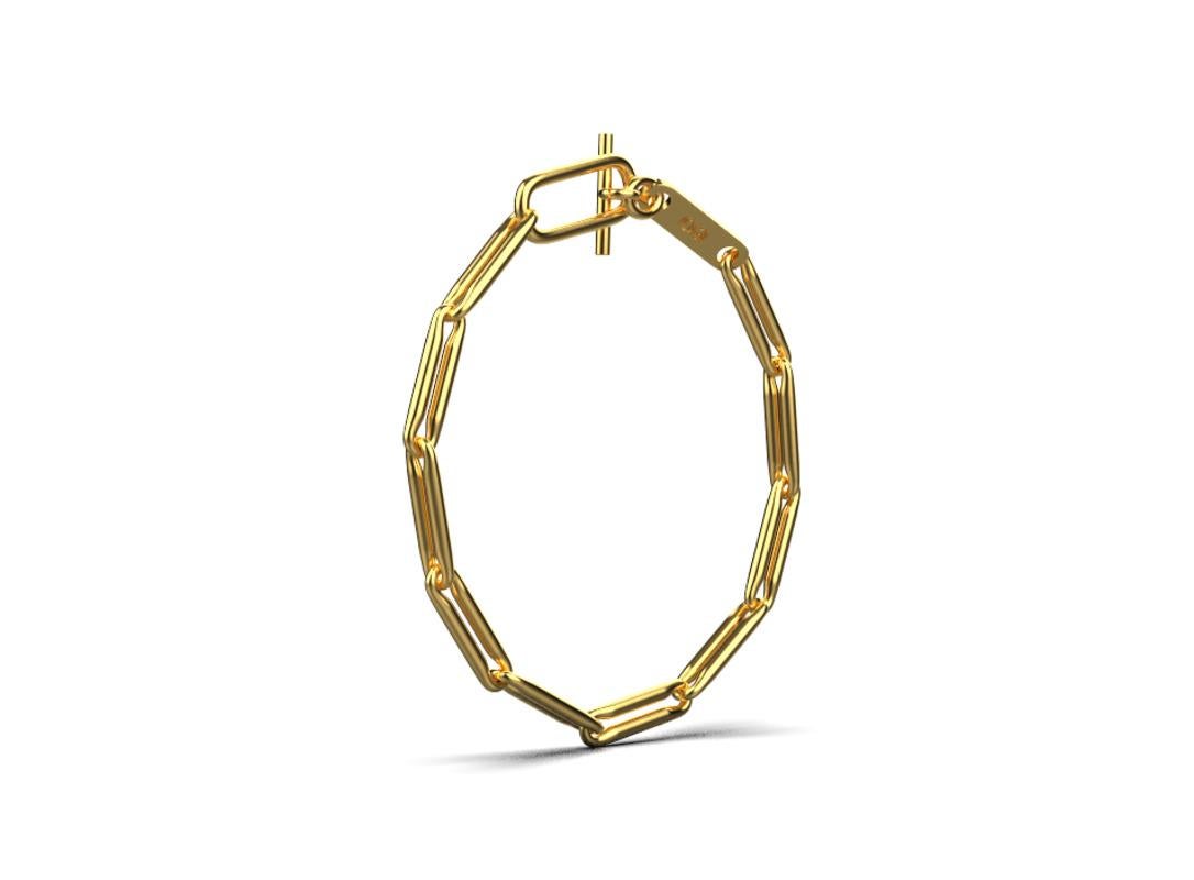 Women's or Men's Linear Link Chain Bracelet, 18k Gold For Sale