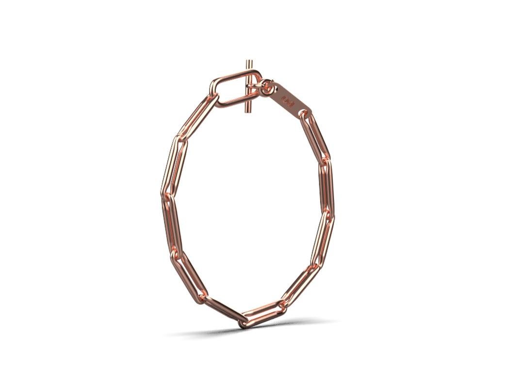 Women's or Men's Linear Link Chain Bracelet, 18k Rose Gold For Sale