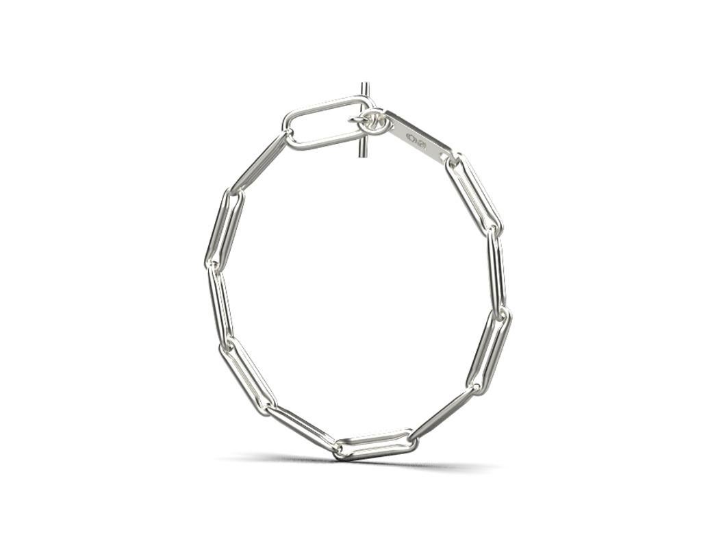 Linear Link Chain Bracelet, 18k White Gold For Sale
