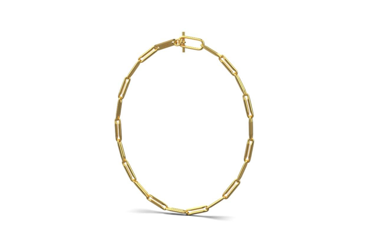 Modern Linear Link Chain Necklace, 18K Gold For Sale