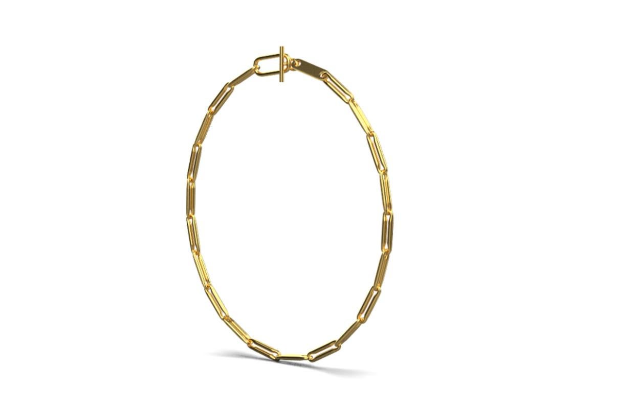 Linear Link Chain Necklace, 18K Gold In New Condition For Sale In Leigh-On-Sea, GB