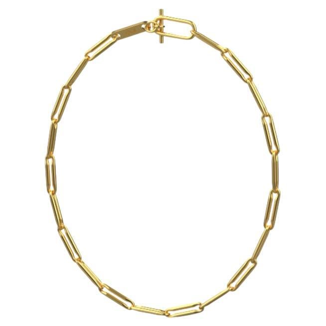 Linear Link Chain Necklace, 18K Gold For Sale