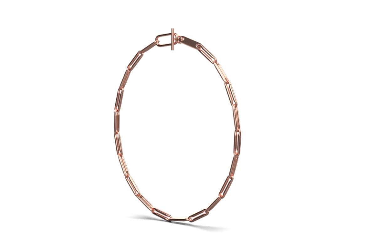 Linear Link Chain Necklace, 18K Rose Gold In New Condition For Sale In Leigh-On-Sea, GB