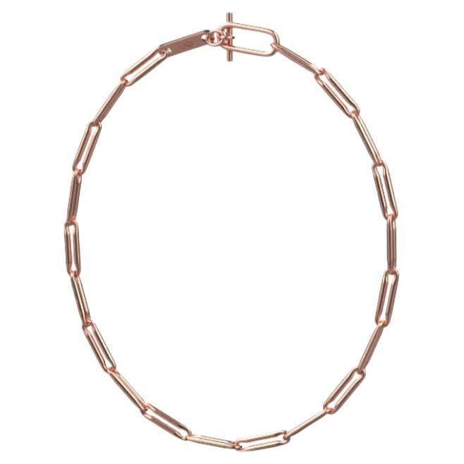 Linear Link Chain Necklace, 18K Rose Gold For Sale