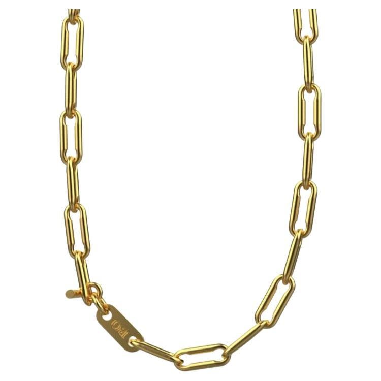 Linear Link Curved Necklace, 18k Gold For Sale